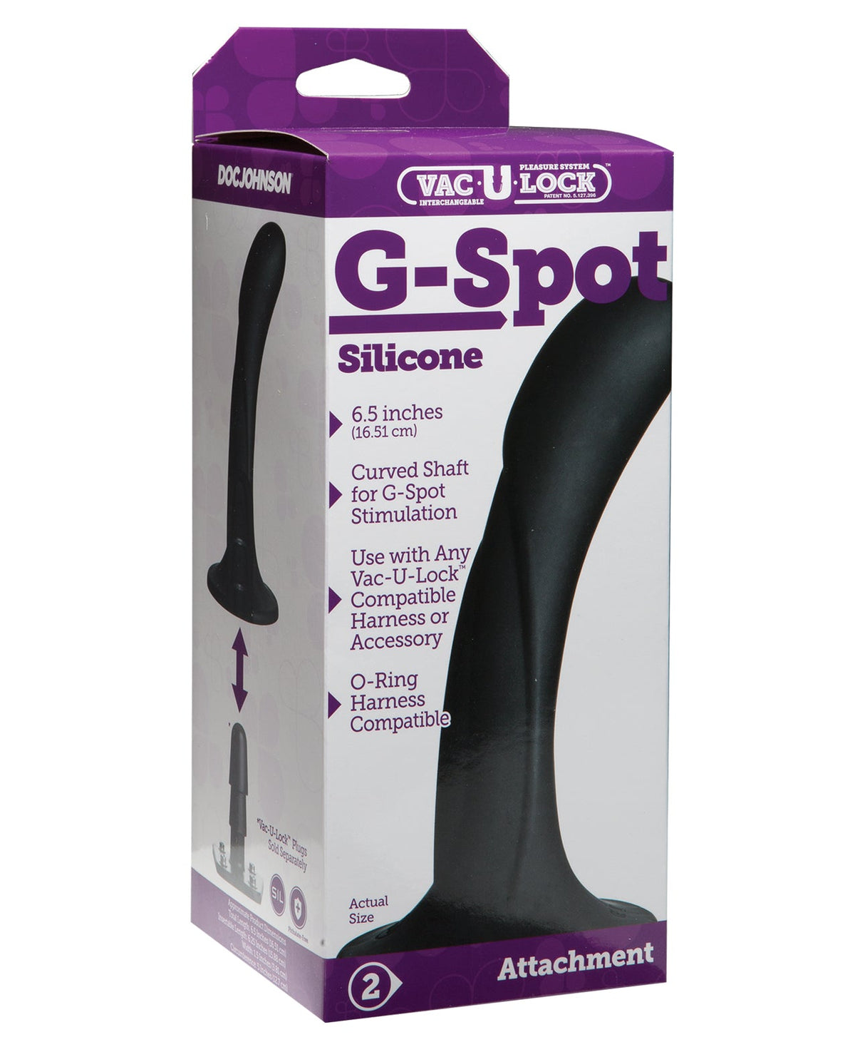 Vac-U-lock Vac-U-Lock G Spot Silicone Dong - Black