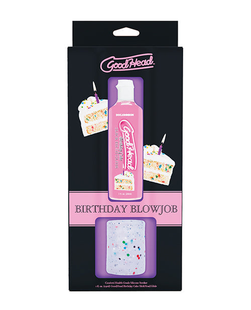GoodHead GoodHead Birthday Cake Blowjob Set Includes Stroker & Slick Head Glide - 1 oz Bottle Birthday Cake