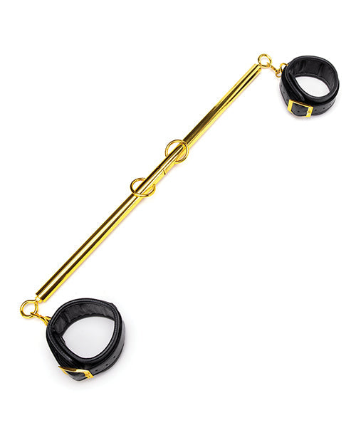 Lux Fetish Lux Fetish Solid Gold Expandable Spreader Bar Set w/Detachable Leatherette Cuffs