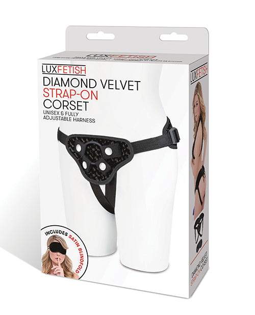 Lux Lux Fetish Diamond Velvet Strap-on Corset - Black