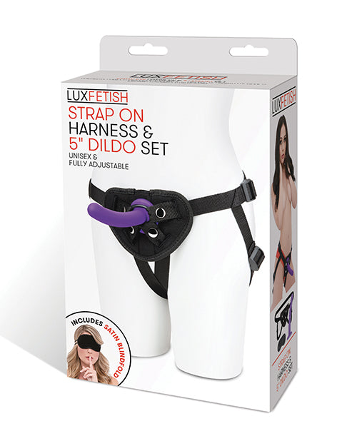 Lux Fetish Lux Fetish 5" Dildo w/Strap On Harness Set