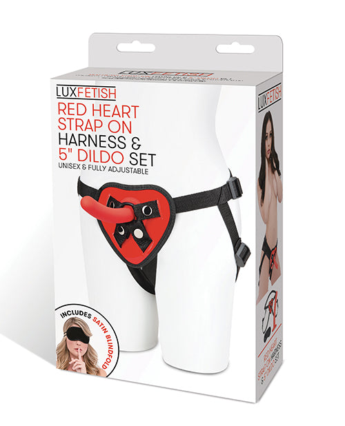 Lux Fetish Lux Fetish 5" Dildo w/Red Heart Strap On Harness Set