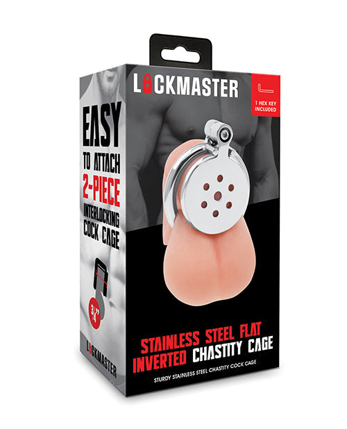 Lockmaster Lockmaster Stainless Steel Flat Inverted Chastity Cage - Silver