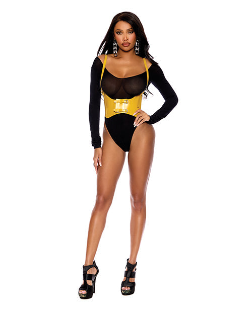 Elegant Moments Leather Harness w/Adjustable Buckle Straps and Front Velcro Buckle Closure - Yellow 32