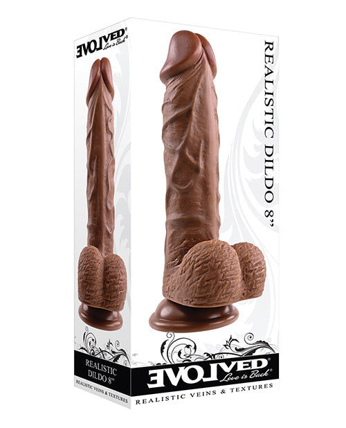Evolved Evolved 8" Realistic Dildo w/Balls - Dark