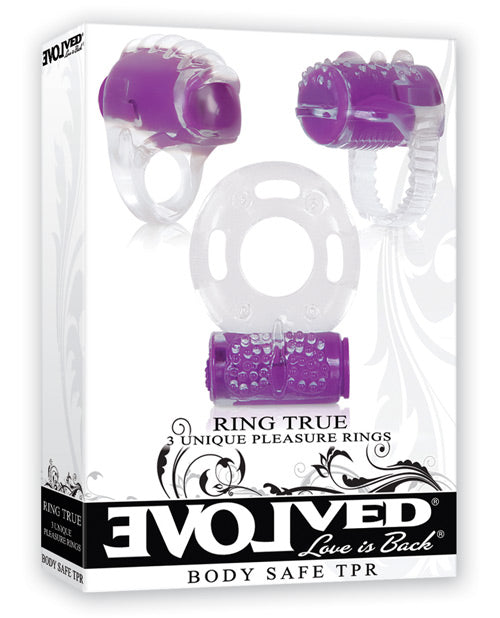 Evolved Evolved Ring True Unique Pleasure Rings Kit - 3 Pack Clear/Purple