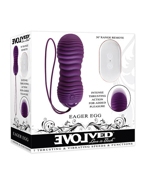 Evolved Evolved Eager Egg Vibrating & Thrusting Egg w/Remote - Purple