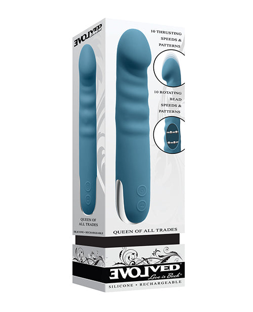 Evolved Evolved Queen of All Trades Thrusting & Rotating Vibrator - Teal