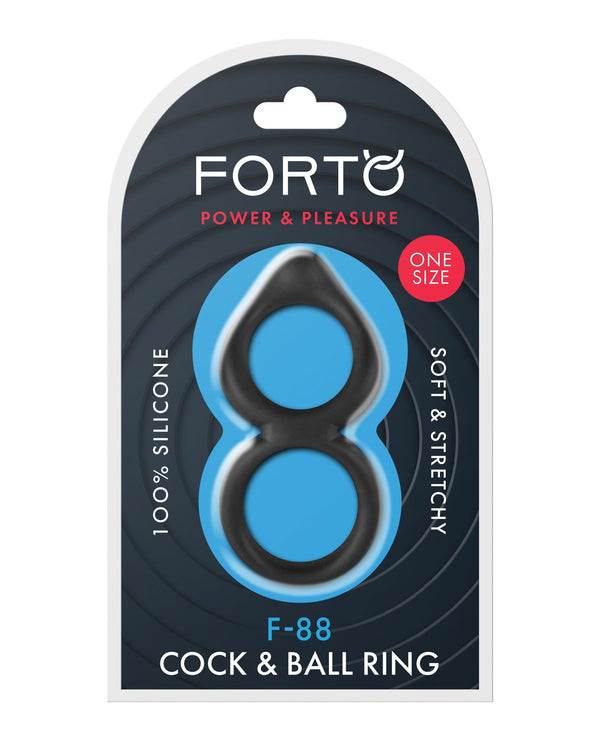 Forto Forto F-88 Double Ring Liquid Silicone Cock Ring - Black