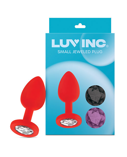 Luv Inc. Luv Inc. Jeweled Silicone Butt Plug w/Three Stones - Small Red