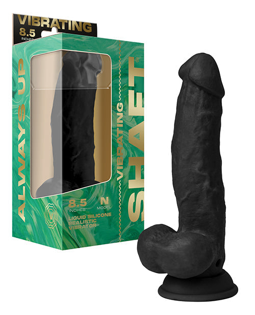 Shaft Shaft Flexskin Liquid Silicone 8.5" Vibrating Side Curve Dong w/Balls - Black
