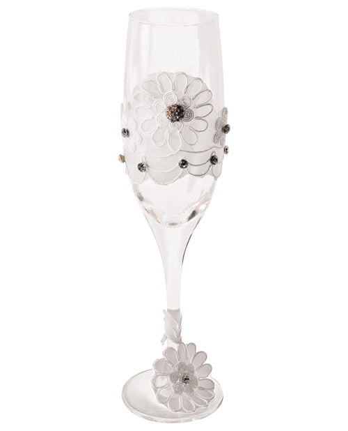 Bride to Be Bride to Be Champagne Glass w/White Lace Trim