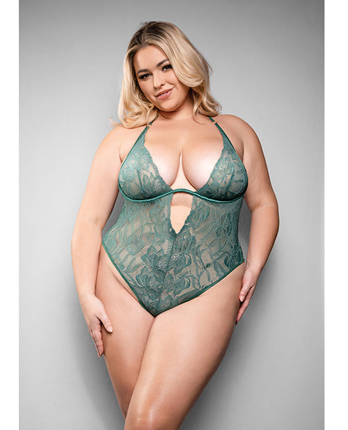 Temptress by Fantasy Temptress Aerin Lace Teddy w/Removable Chain - Green 1X/2X