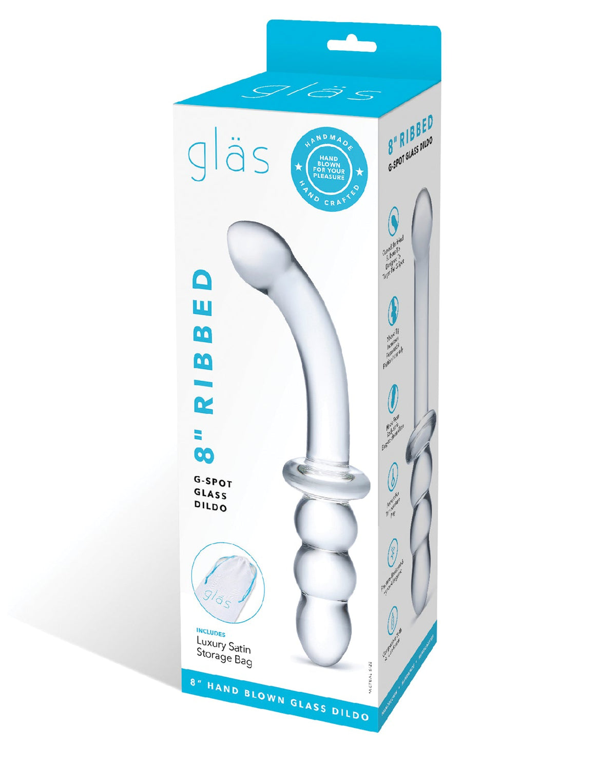 Glas Glas 8" Ribbed G-Spot Glass Dildo