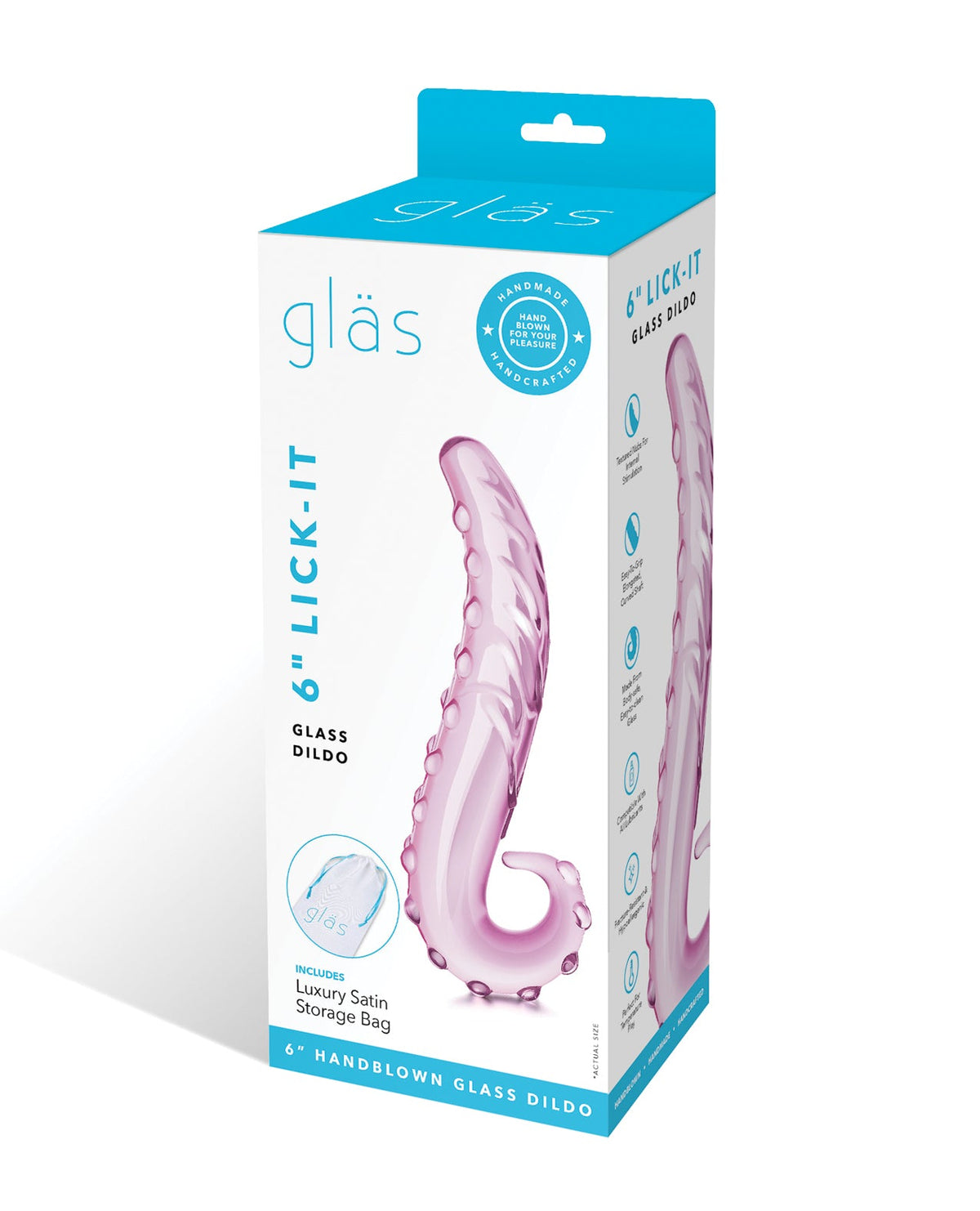 Glas Glas 6" Lick-it Glass Dildo - Pink