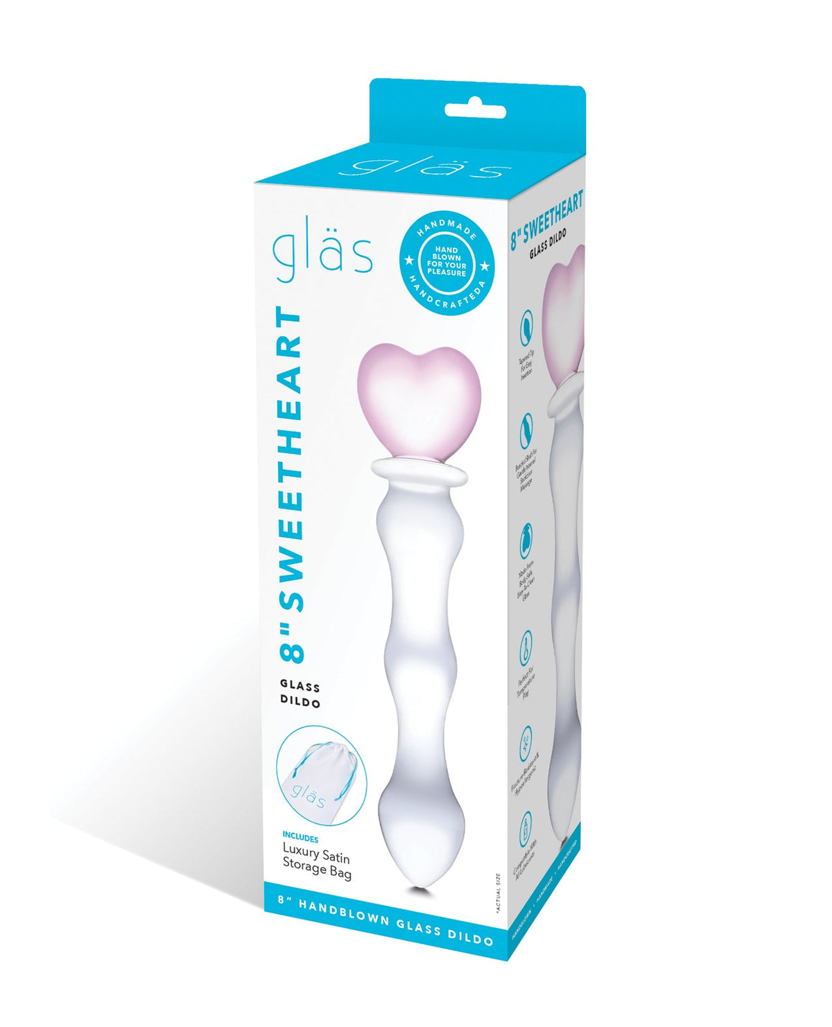 Glas Glas 8" Sweetheart Glass Dildo - Pink/Clear