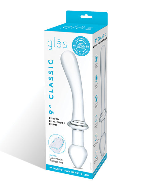 Glas Glas 9" Classic Curved Dual Ended Dildo - Clear