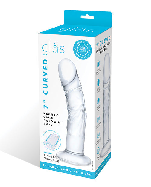 Glas Glas 7" Realistic Curved Glass Dildo w/Veins - Clear