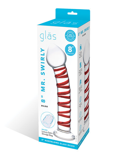 Glas Glas 8" Mr. Swirly Glass Dildo - Red