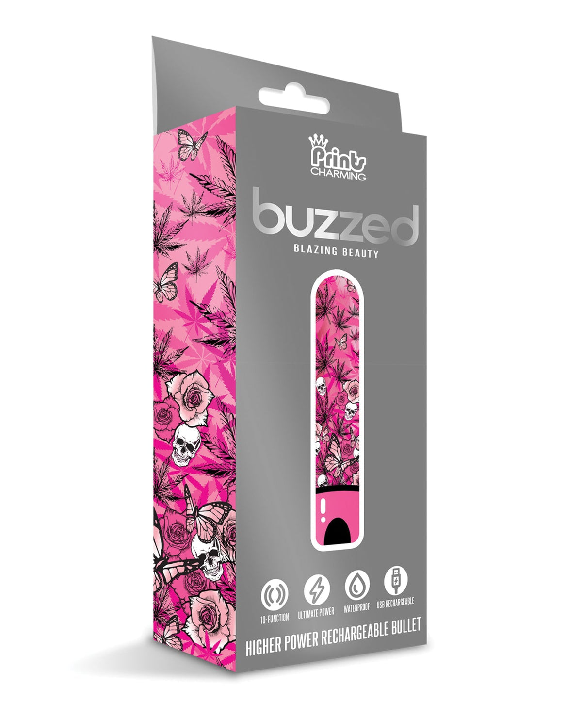 Prints Charming Buzzed 3.5" Rechargeable Bullet - Blazing Beauty Pink