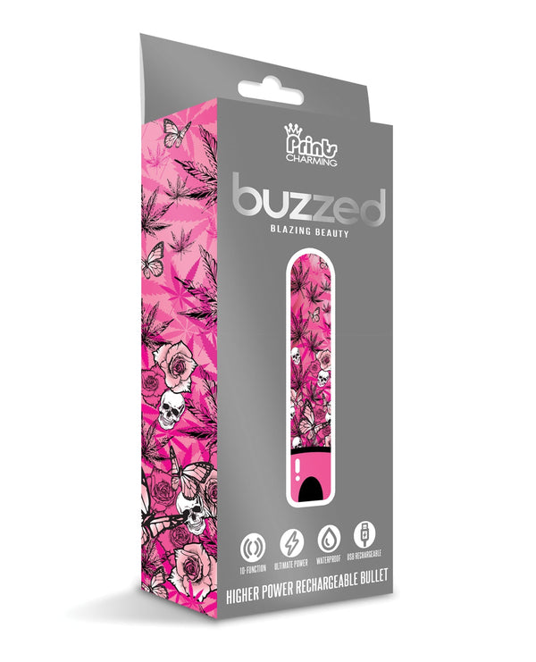 Prints Charming Buzzed 3.5" Rechargeable Bullet - Blazing Beauty Pink