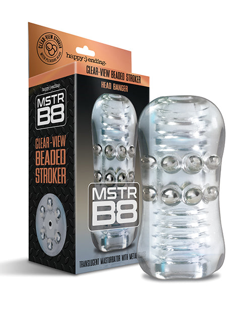 MSTR B8 MSTR B8 Head Banger Beaded Clear-View Stroker - Clear