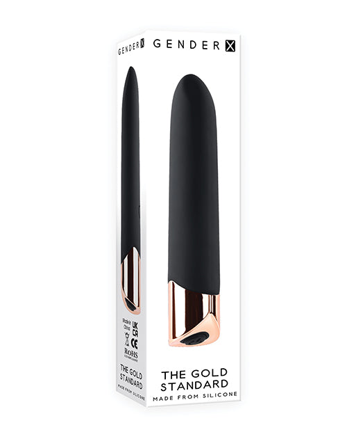 Gender X Gender X The Gold Standard Rechargeable Silicone Bullet - Black/Rose Gold