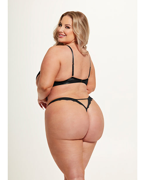 House of Desire Nadia Lace & Mesh Cutout Teddy - Black 1X/2X