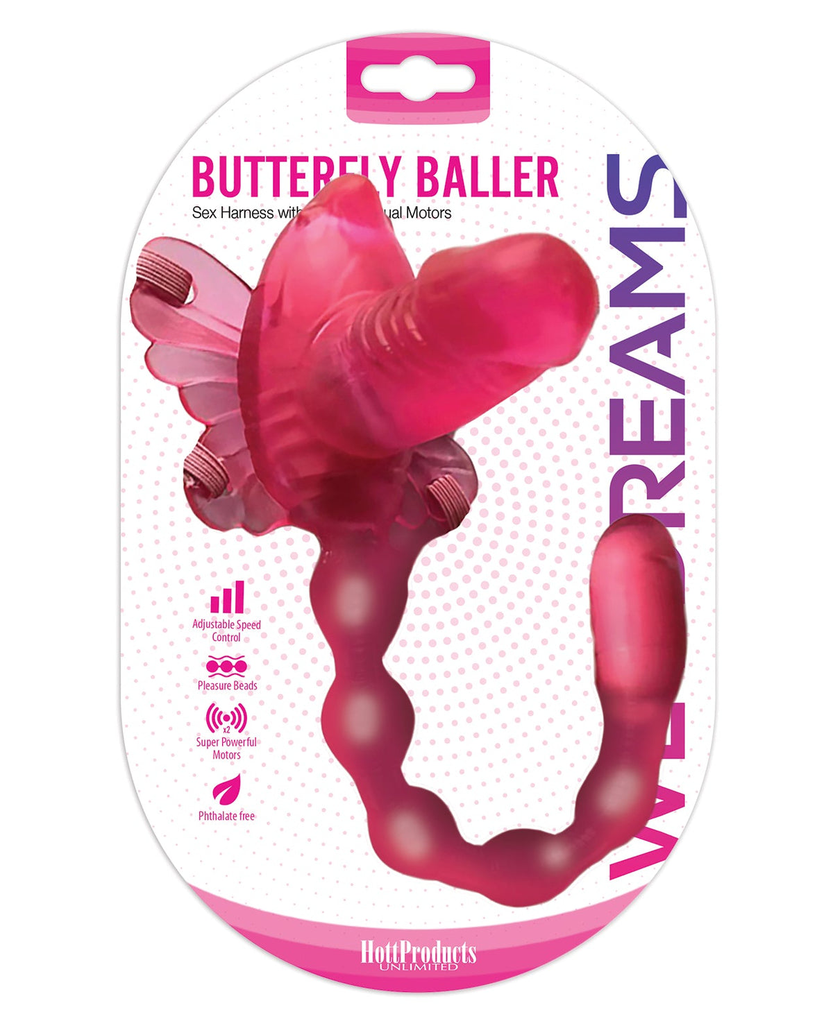 Wet Dreams Wet Dreams Butterfly Baller Sex Harness w/Dildo - Pink