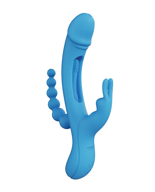 Honey Play Box Trilux Kinky Finger Rabbit Vibrator w/Anal Beads - Blue