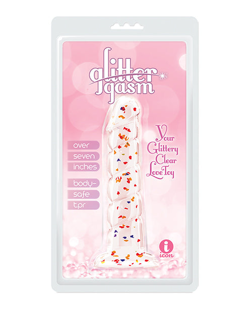 Macaroon Glittergasm 7.5" Swirls Dildo - Red/Gold/Orange
