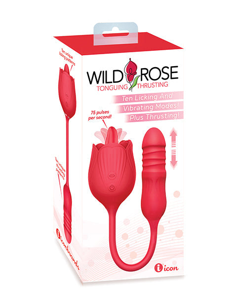 Wild Rose Wild Rose Licking & Thrusting Vibrator - Red