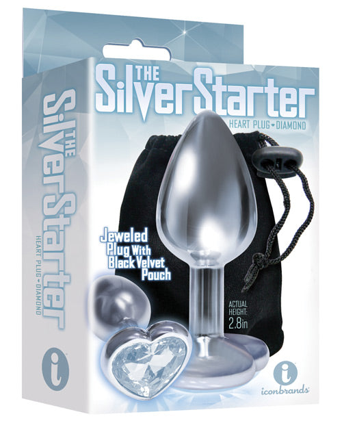 The 9s The 9's The Silver Starter Bejeweled Heart Stainless Steel Plug - Diamond