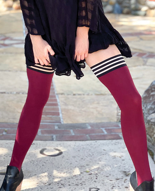 Kixies Kixies Heather Opaque Thigh High Cranberry A