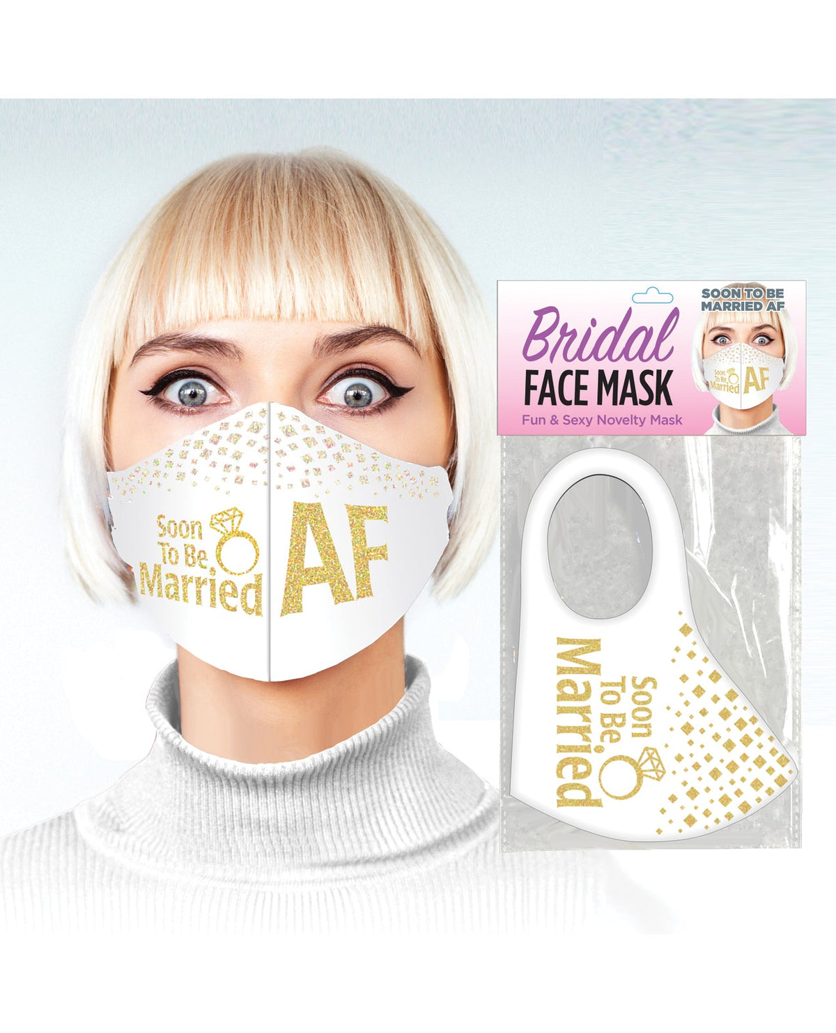 Candy Prints Soon to be Married AF Face Mask - White