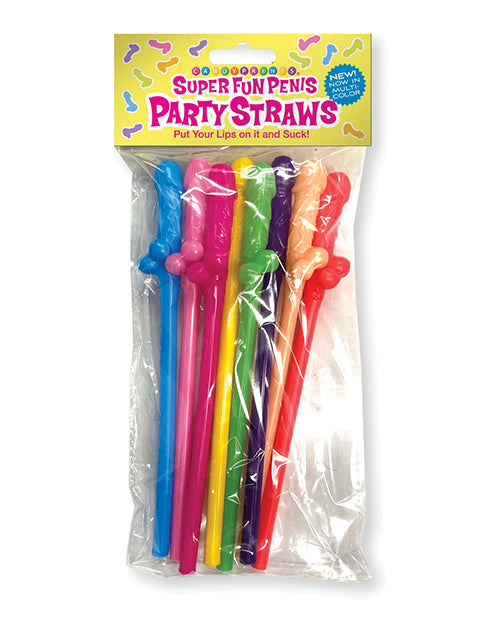 Candy Prints Super Fun Penis Multicolor Party Straws - Pack of 8