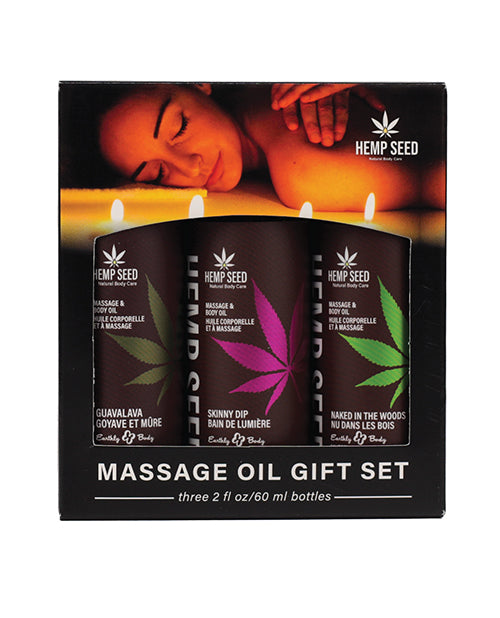 Earthly Body Earthly Body Massage Oil Gift Set - 2 oz Skinny Dip, Naked in the Woods & Guavalava