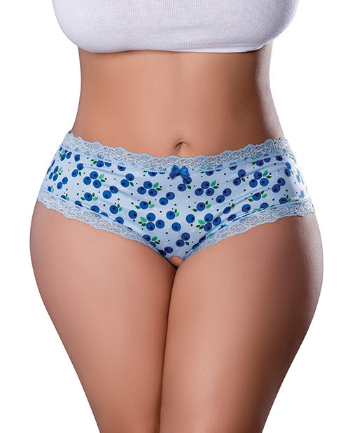 Exposed Sweet Treats Crotchless Boy Short w/Wicked Sensual Care Blueberry Lube - Blue QN