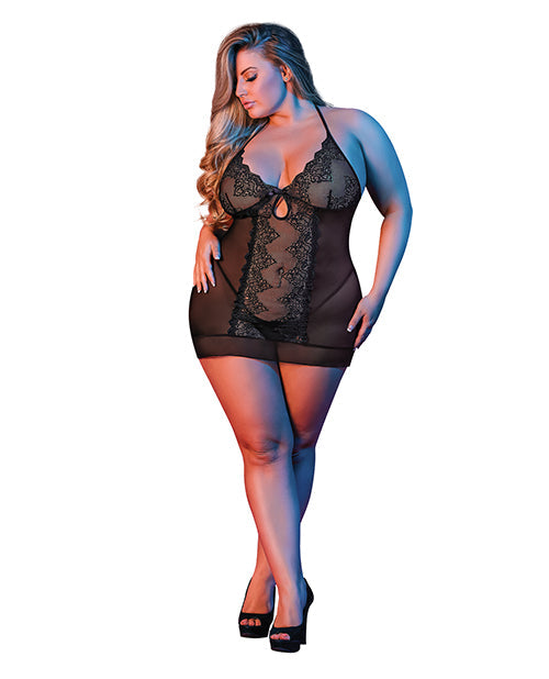 Exposed Sexy Time Sophia Chemise & G-String Black QN