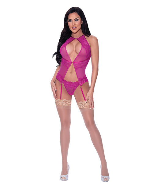 Exposed Berrylicious Lace Halter Basque & G-String Pink L/XL
