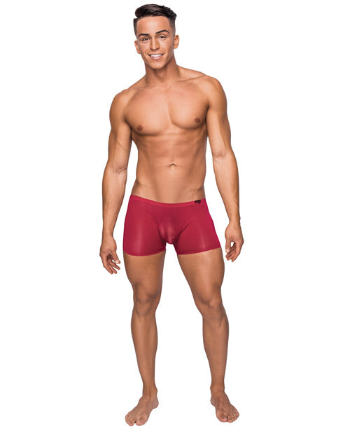 Male Power Seamless Sleek Short w/Sheer Pouch Red SM
