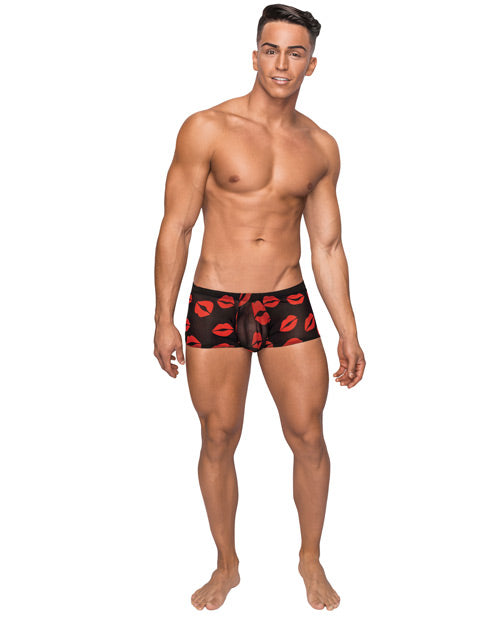 Male Power Kiss Me Stretch Mesh Mini Short Blk/Rd MD
