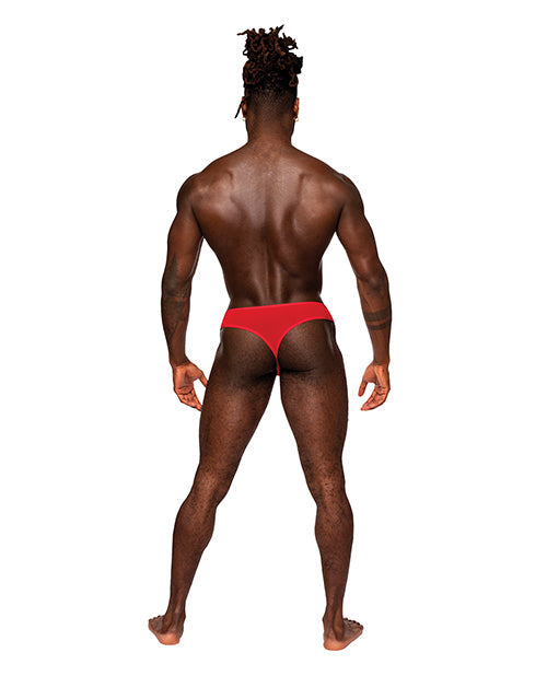 Male Power Sassy Lace Open Ring Thong Red S/M