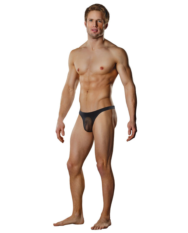 Male Power Male Power Sheer Nylon Lycra Pouch Thong Black S/M