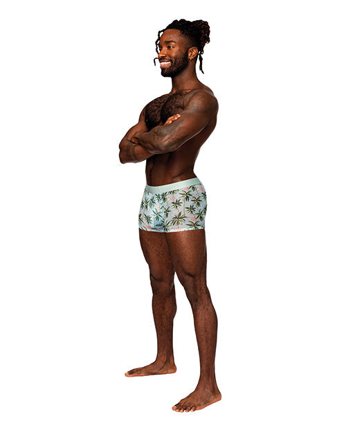 Male Power Sheer Prints Mesh Poly Spandex Seamless Short Flamingo XL