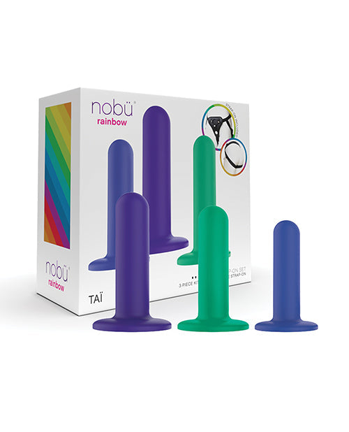Nobu Nobu Tai Silicone Dildo Set w/Adjustable Strap On - 3 Piece Kit Assorted Colors