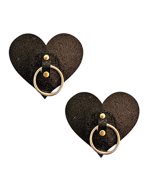 Neva Nude Neva Nude After Midnight Glitter Hoop Heart Pasties - Black O/S