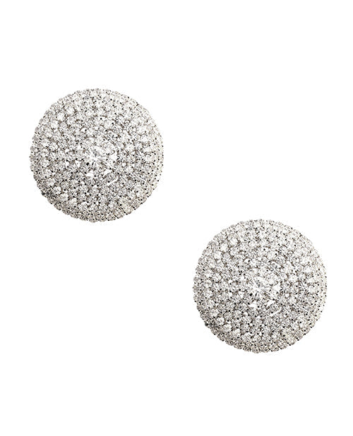 Neva Nude Neva Nude Burlesque Big O Crystal Jewel Reusable Silicone Pasties - Silver O/S