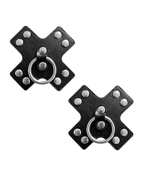 Neva Nude Neva Nude Burlesque Pierced N' Punked Leather Metal X Silicone Reusable Pasties - Black O/S