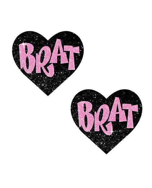 Neva Nude Neva Nude Brat Glitter Heart Pasties - Black/Pink O/S